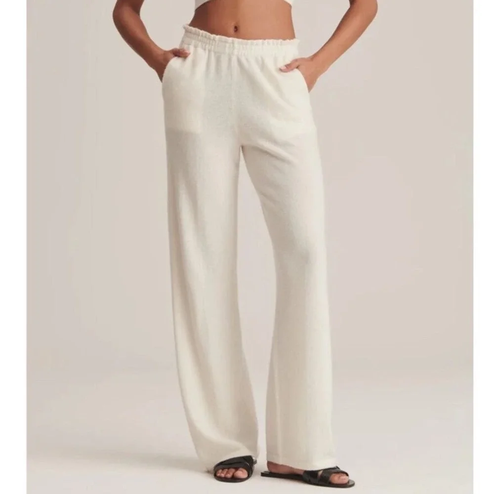 NAADAM Signature‎ Cashmere Paperbag Wide Leg Pants Size Large White